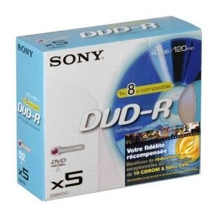 Sony DVD-R 4.7 Go - 8x (Boite CD x5)