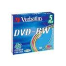 Verbatim DVD-RW 4.7 Go - 4x (Boite Slim x5) Coloré