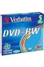 Verbatim DVD-RW 4.7 Go - 4x (Boite Slim x5) Coloré