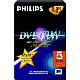 Philips DVD+RW 4.7 Go - 4x (Boite DVD x5)