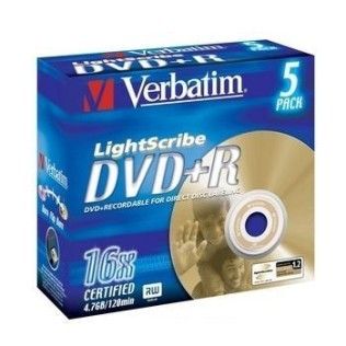Verbatim DVD+R 4.7 Go - 16x (Boite CD x5) LightScribe
