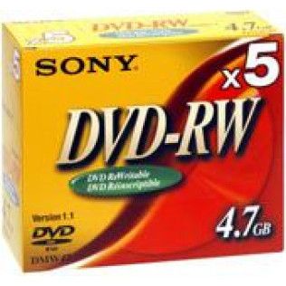 Sony DVD+RW 4.7 Go 2x (Boite CD x5)