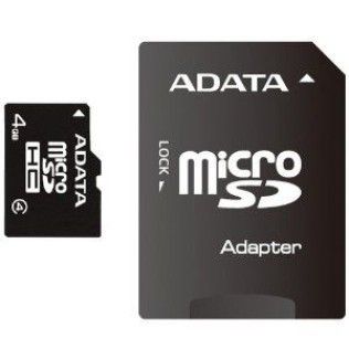 A-Data Micro SDHC 4Go Class 4 + Adaptateur SD
