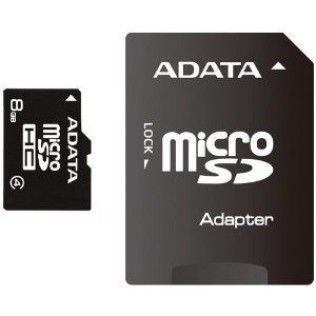 A-Data Micro SDHC 8Go Class 4 + Adaptateur SD