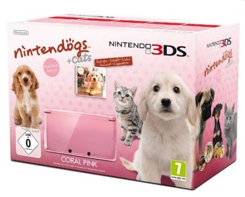 Nintendo 3DS (Rose Corail) + Nintendogs & Cats
