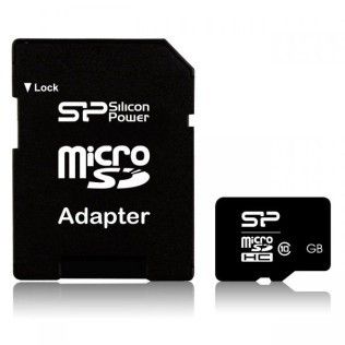 Silicon Power microSDHC 4Go CL10 + Adaptateur SDHC