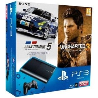 Sony Playstation 3 Ultra Slim 500Go + GT 5 Academy Edition + Uncharted 3