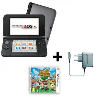 Nintendo 3DS XL (Argent/Noir) + Animal Crossing New Leaf + Chargeur