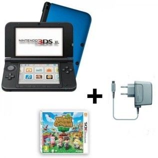 Nintendo 3DS XL (Bleu/Noir) + Animal Crossing New Leaf + Chargeur