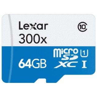 Lexar MicroSDXC 64 Go 300x (45Mo/s) + Adaptateur SD