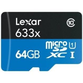 Lexar MicroSDXC 64 Go 633x (45Mo/s) + Adaptateur