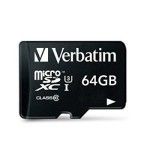 Verbatim Micro SDXC 64 Go (classe 10) + adaptateur SD