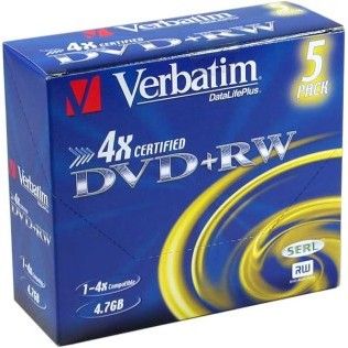 Verbatim DVD+RW 4.7 Go - 4x (Boite CD x5)