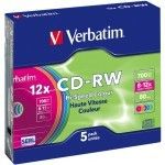 Verbatim CD-RW DataLifePlus Hi-Speed Couleur Pack de 5