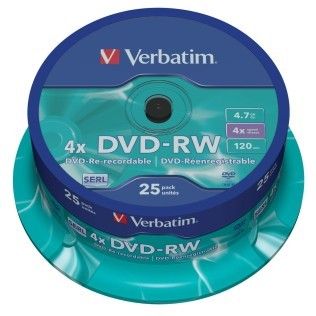 Verbatim DVD-RW 4.7 Go - 4x (Spindle x25)