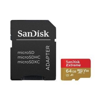 SanDisk Extreme microSDXC UHS-I U3 V30 64 Go + Adaptateur SD - SDSQXA2-064G-GN6MA