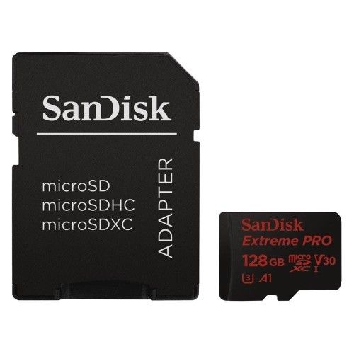 SanDisk Extreme Pro microSDXC UHS-I U3 V30 A1 128 Go + Adaptateur SD