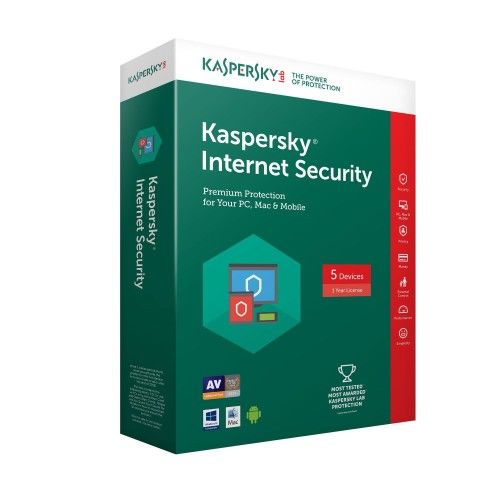Kaspersky Internet Security 2018 - Licence 5 postes 1 an