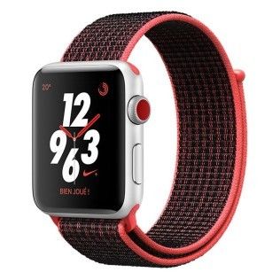Apple Watch Nike+ Series 3 GPS + Cellular Aluminium Argent Sport Cramoisi/Noir 42 mm