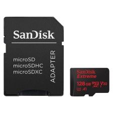 SanDisk Extreme microSDXC UHS-I U3 V30 128 Go + Adaptateur SD - SDSQXA1-128G-GN6MA