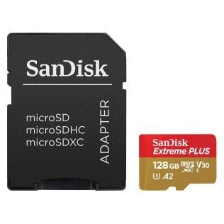 SanDisk Extreme Plus microSDXC UHS-I U3 A2 V30 128 Go + Adaptateur SD