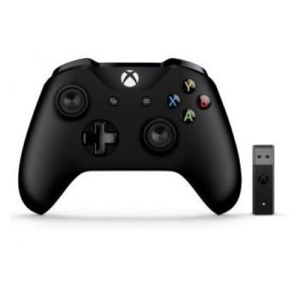 Manette Xbox One Microsoft Sans fil Noir + Adaptateur sans fil pour Windows 10