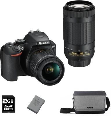 Appareil photo Reflex Nikon D3500+18-55VR+70-300VR+Sac+16Go+Batterie