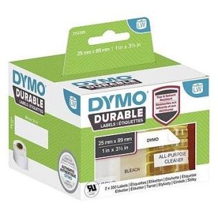 Dymo LW Pack de 2 rouleaux d&#39;étiquettes universelles permanentes blanches - 89 x 25 mm