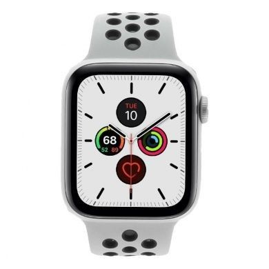 Apple Watch Series 5 Nike+ - boîtier en aluminium en argent 44mm - bracelet sport en platinium/noir (GPS+Cellular)