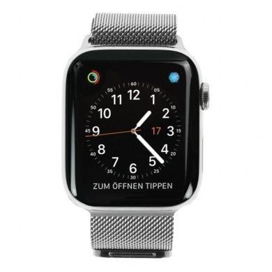Apple Watch Series 4 - boîtier en acier inoxydable argent 44mm - bracelet milanais argent (GPS+Cellular)