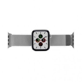 Apple Watch Series 5 - boîtier en acier inoxydable argent 44mm - bracelet milanais en argent (GPS+Ce