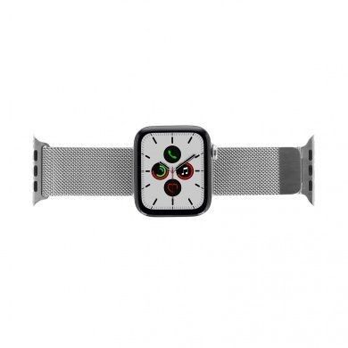 Apple Watch Series 5 - boîtier en acier inoxydable argent 44mm - bracelet milanais en argent (GPS+Cellular)