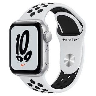 Apple Watch Nike SE GPS Silver Aluminium Bracelet Sport Platine Pur/Noir 40 mm