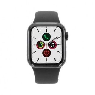 Apple Watch Series 5 - boîtier en acier inoxydable noir 40mm - bracelet sport noir (GPS+Cellular)