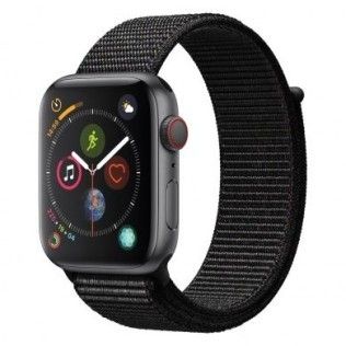 Apple Watch Series 4 - boîtier en aluminium gris 44mm - boucle sport noire (GPS+Cellular)