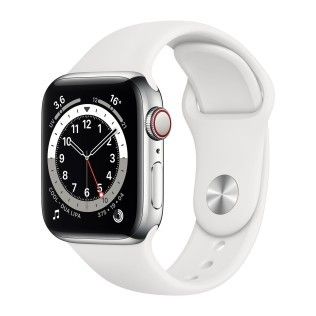 Apple Watch Series 6 GPS Cellular Stainless steel Silver Sport Band White 40 mm