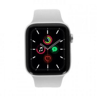 Apple Watch SE GPS 44mm aluminium argent bracelet sport blanc