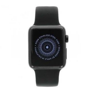 Apple Watch Series 2 42mm acier inoxydable noir bracelet sport noir