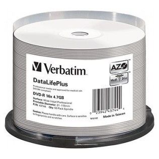 Verbatim DVD-R 4.7 Go 16x imprimable (par 50, spindle)