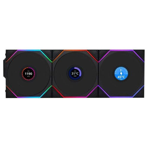 Lian Li Uni Fan TL LCD Wireless 120 Pack de 3 - Noir