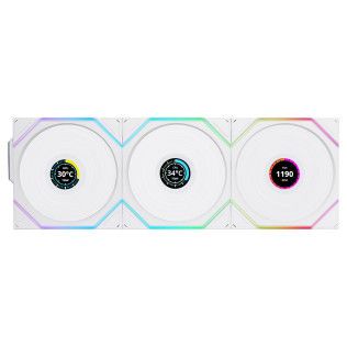 Lian Li Uni Fan TL LCD Wireless 120 Pack de 3 - Blanc