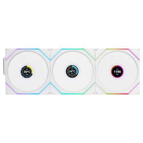 Lian Li Uni Fan TL LCD Wireless 120 Pack de 3 - Blanc