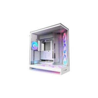 Nzxt H9 Flow RGB+ (2025) Dual-Chamber Mid-Tower Case w/ RGB Fans & Controller - All White