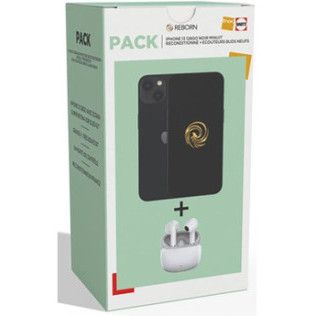 Reborn Pack Iphone 13 128Go noir reconditionne Grade A avec Ecouteurs sans fil blancs Neufs
