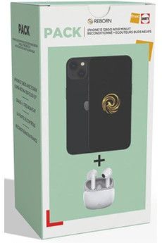 Reborn Pack Iphone 13 128Go noir reconditionne Grade A avec Ecouteurs sans fil blancs Neufs